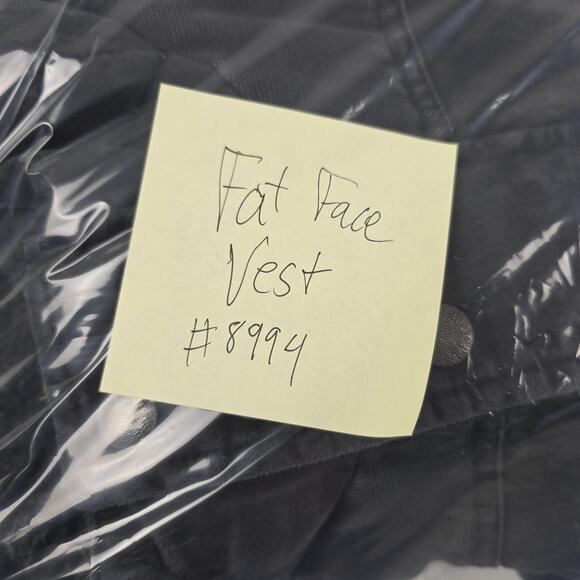 FatFace Vest Mens Large Black Padded Canvas Sherpa Collar Plaid Lined Zip Snap - Picture 12 of 12